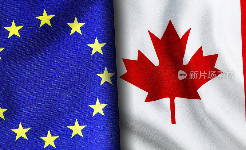 欧盟和加拿大国旗肩并肩
