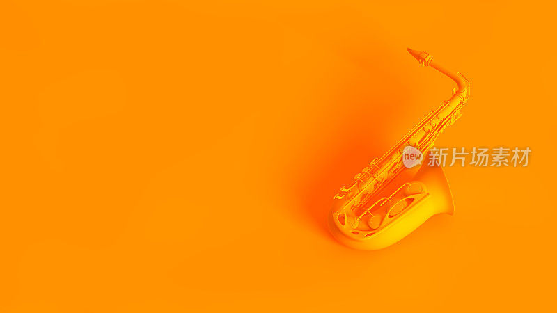 萨克斯风。概念立体图像的3d渲染购物车，充分色调在橙色。