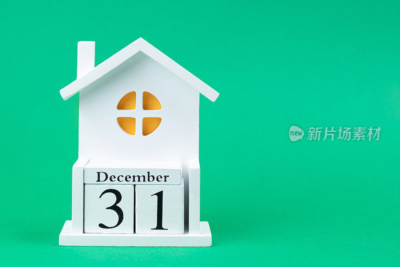 12月31日在现代风格的绿色背景上。