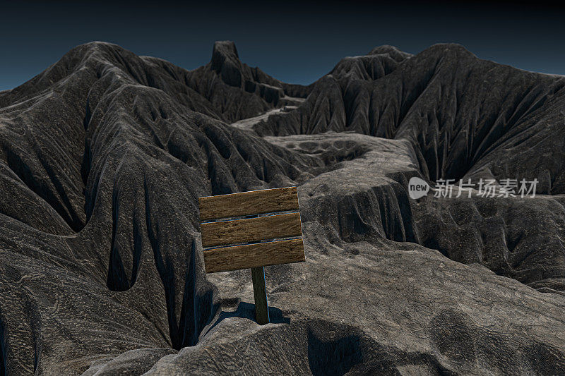 空木导向板和山路，3d渲染。