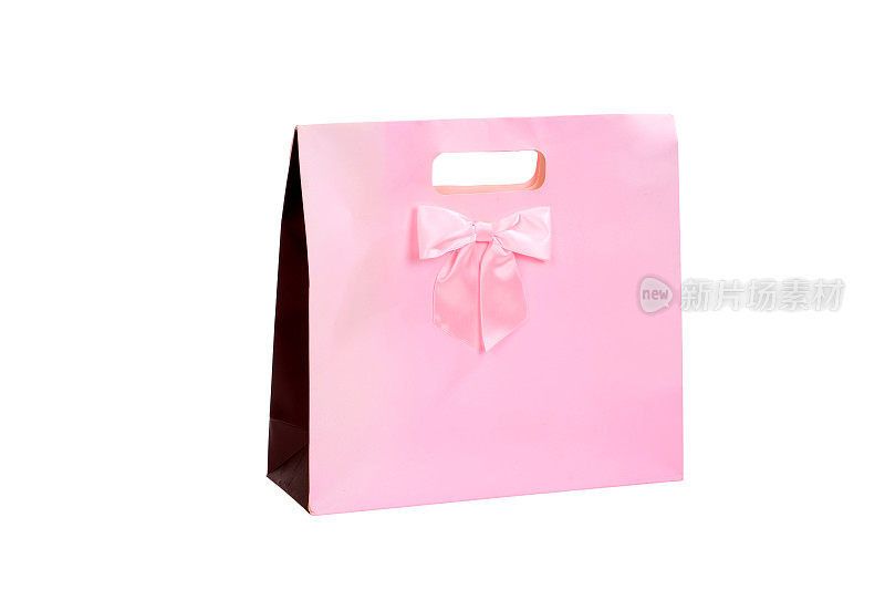 白色背景的粉色礼品袋