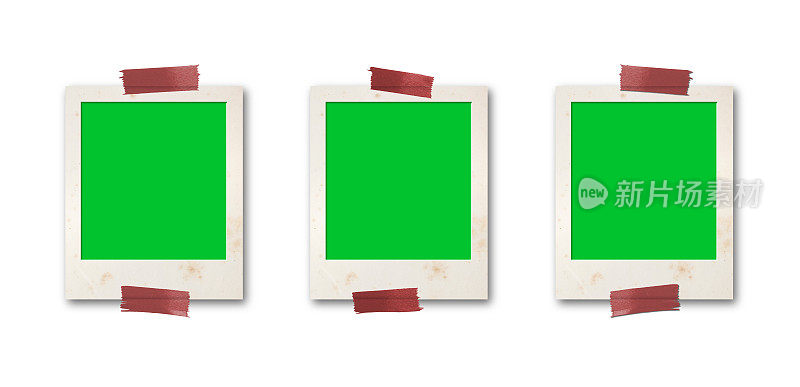 三瞬间打印转移偏振光框架与绿色屏幕