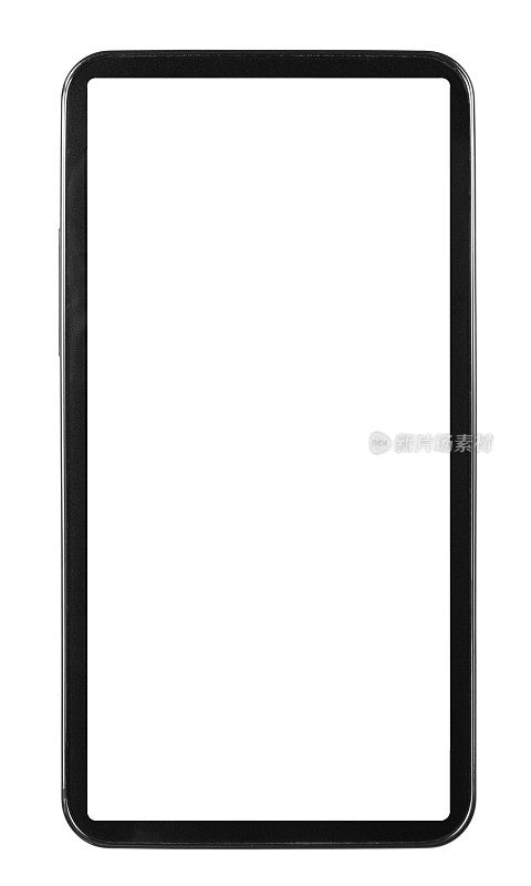 黑色智能手机与白色屏幕隔离白色背景