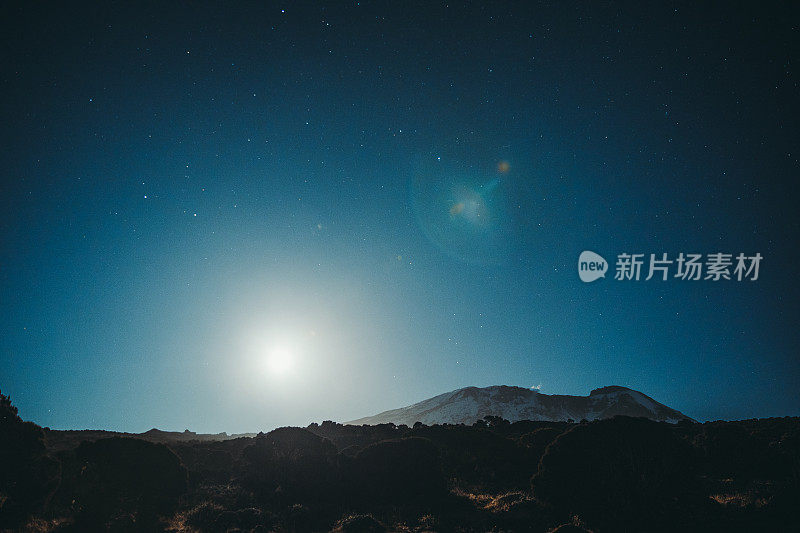 乞力马扎罗山雪峰星空美景