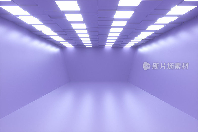 3D空房间，隧道与灯光