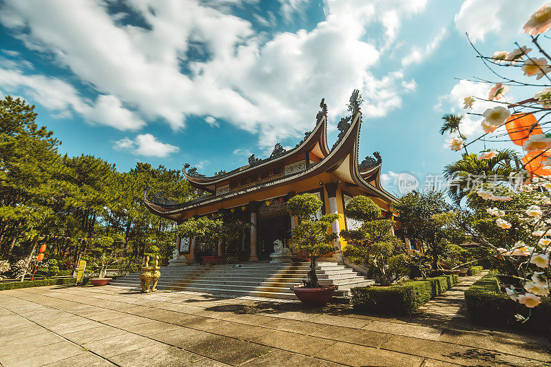 越南林东省宝禄市八芽塔的美丽景色。