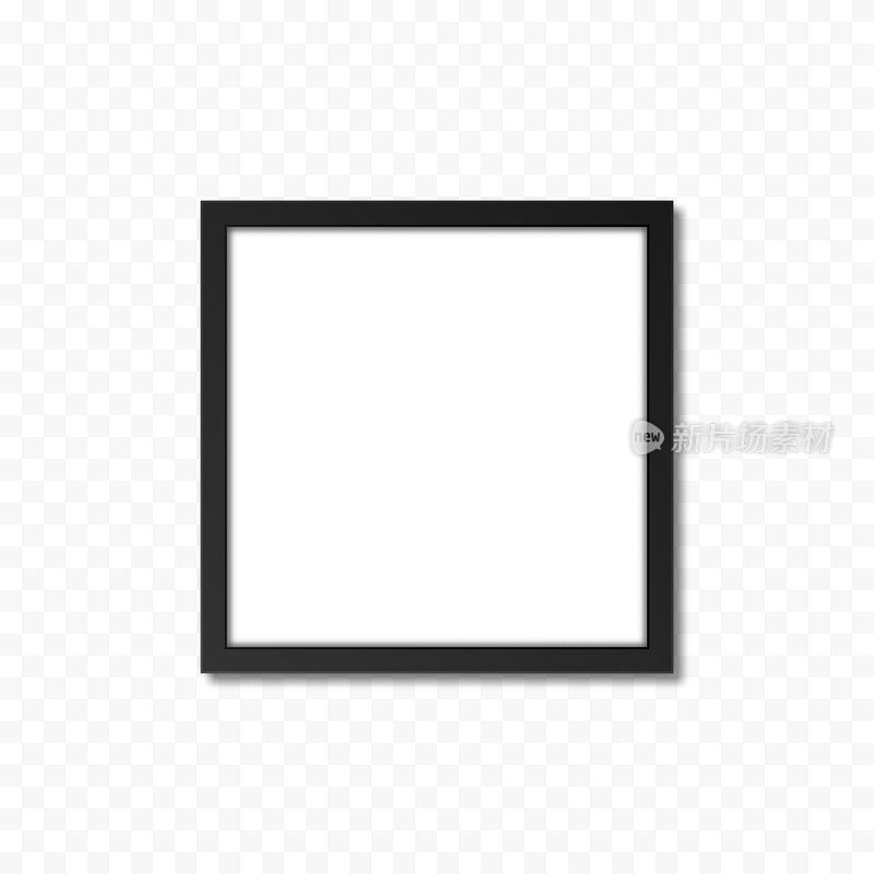 矢量黑色框架孤立透明背景。PNG照片框，方，墙框，PNG。