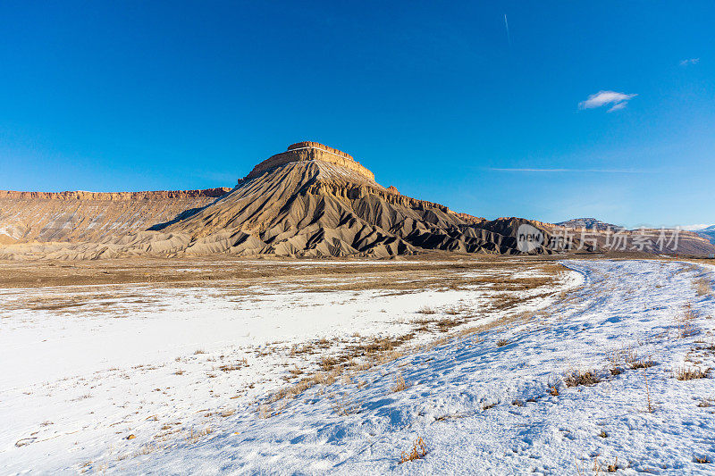 加菲猫山和Bookcliff山脉西部科罗拉多户外地平线风景多样性动态地点在冬季照片系列