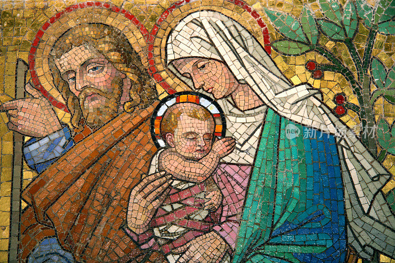 圣母玛利亚和小耶稣的马赛克