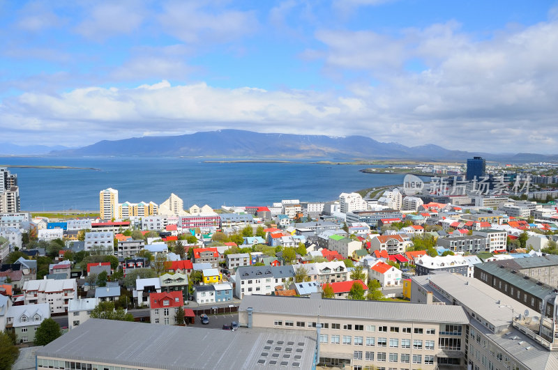 冰岛雷克雅未克市中心鸟瞰图