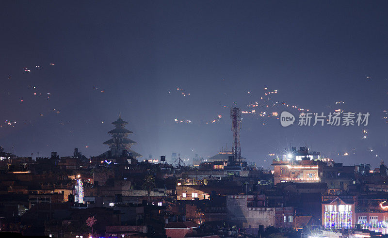 尼泊尔巴德岗的夜景