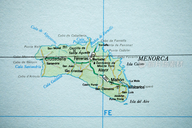 梅诺卡岛的地图。