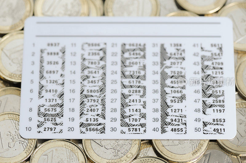 欧元硬币上的电子银行的一次性使用代码
