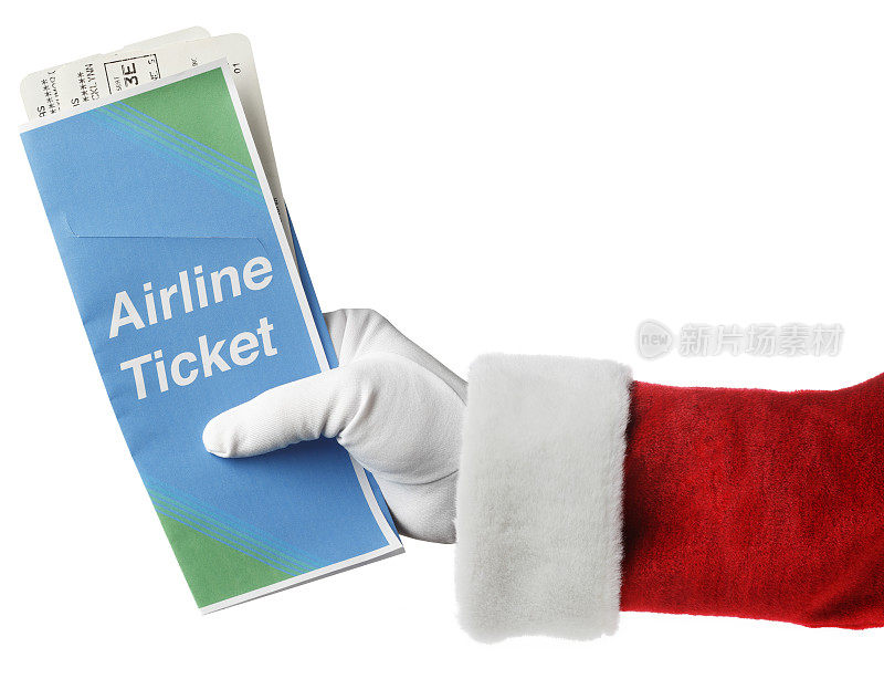 圣诞老人拿着机票