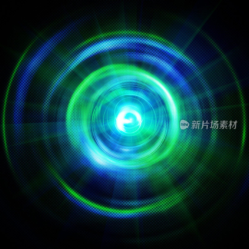 一种用蓝绿光做成的抽象的圆形图画