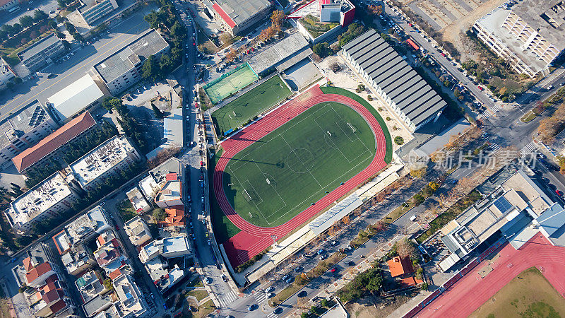 希腊塞萨洛尼基足球场鸟瞰图。