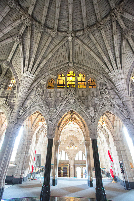 位于安大略省渥太华的加拿大议会大厦的主入口门厅