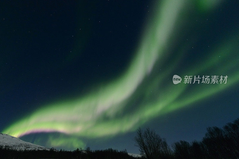 北极光挪威北部夜空中的北极光