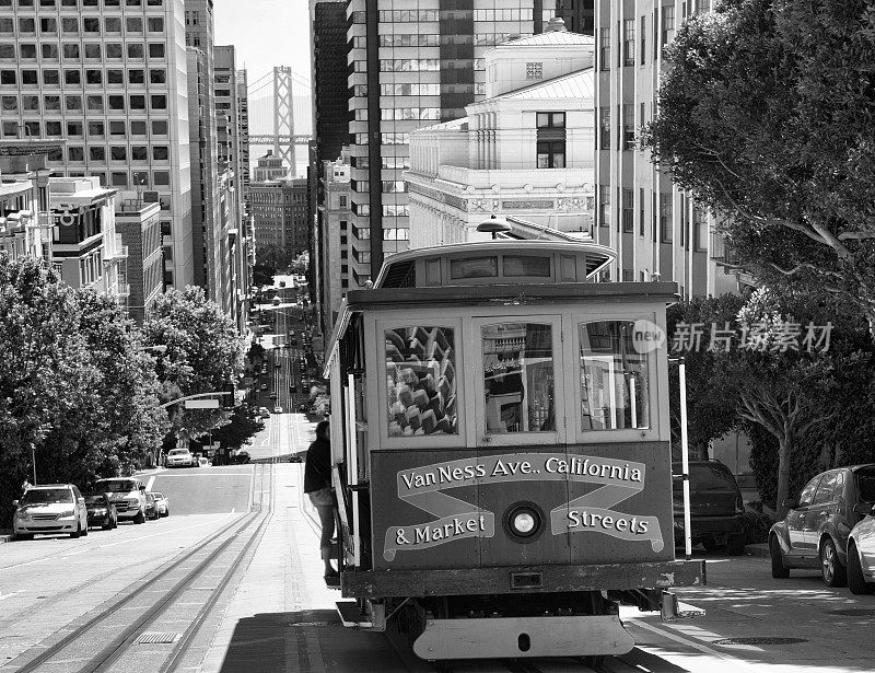 缆车，加利福尼亚街，旧金山。