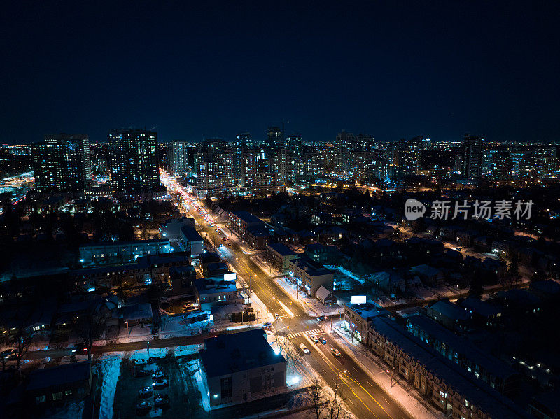 多伦多，纽约北部城市的日落鸟瞰图