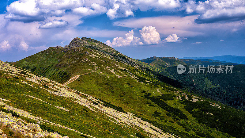 斯洛伐克喀尔巴阡山脉，低塔特拉斯国家公园的Dumbier山。夏天山地景观。