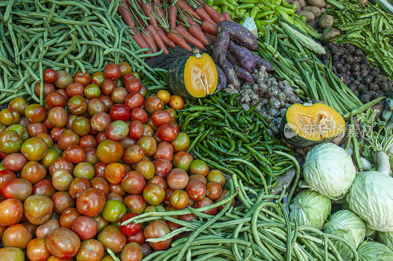 斯里兰卡岛上的一个蔬菜市场。