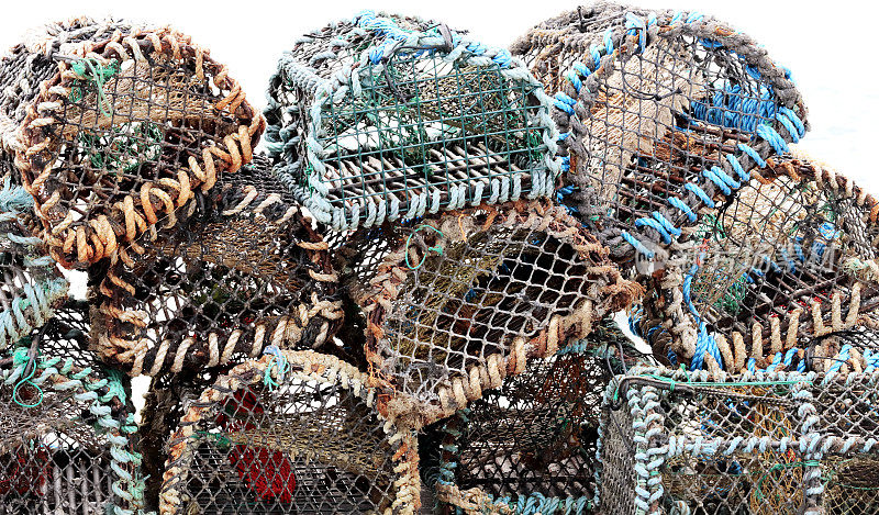 亚兰群岛港口的螃蟹篮子