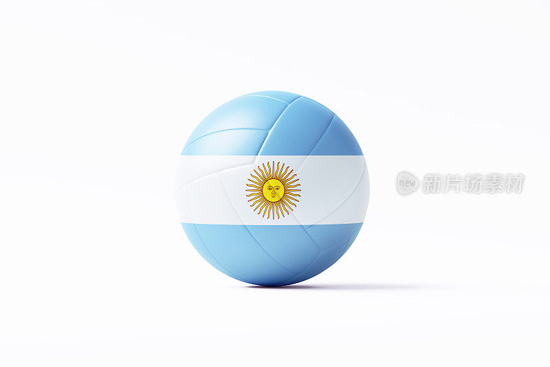 排球纹理与阿根廷国旗在白色背景