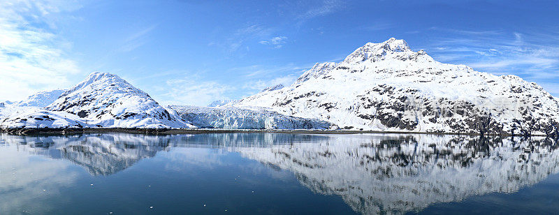 阿拉斯加冰川湾国家公园兰普勒冰川全景。