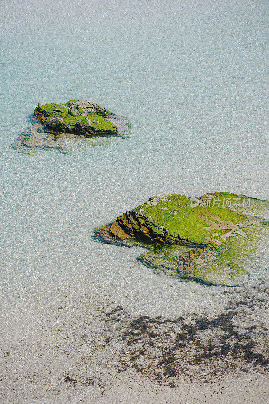 浅水中岩石的风景