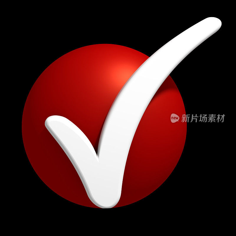 红点上的CheckMark。黑色背景。