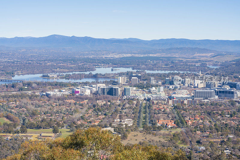 堪培拉市中心鸟瞰图，澳大利亚