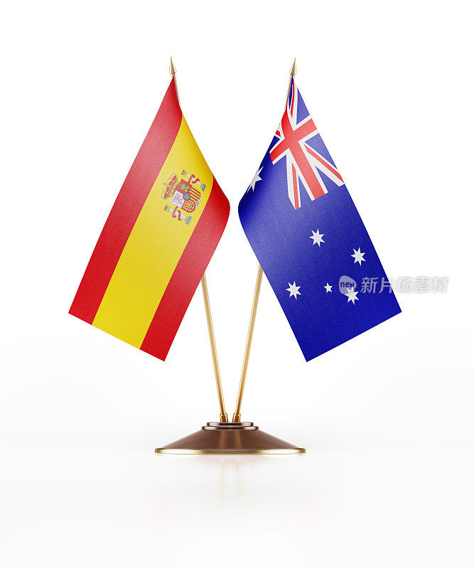 西班牙和澳大利亚的微型国旗