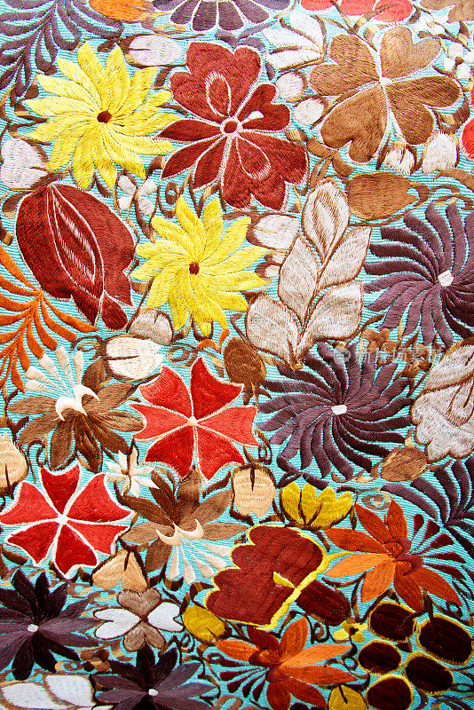 绣花墨西哥花传统纺织图案