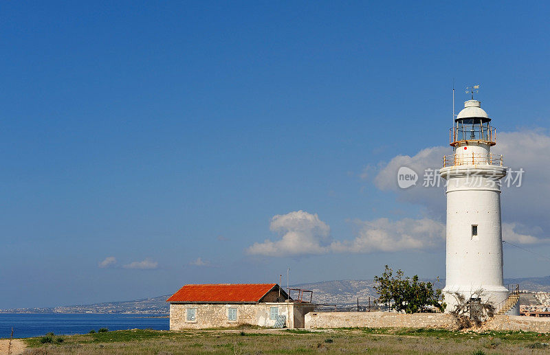 塞浦路斯帕福斯港的灯塔