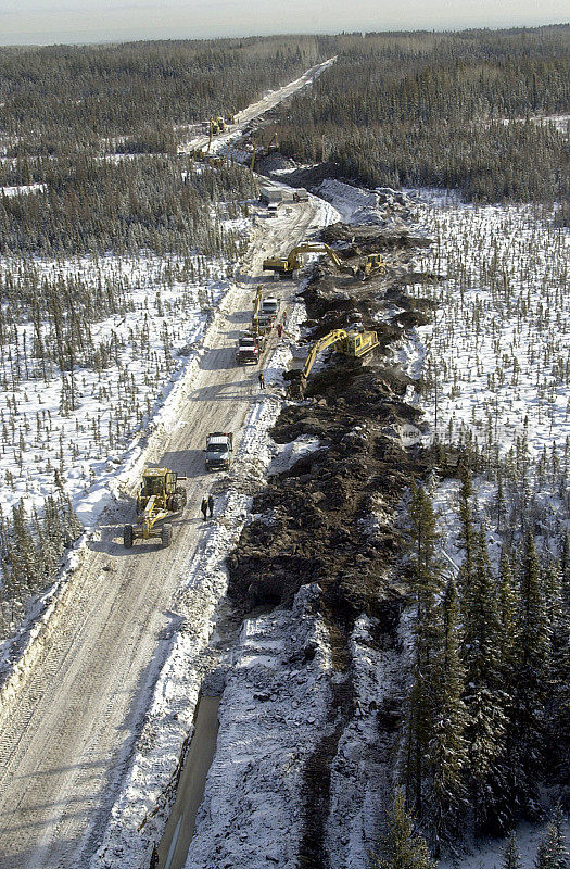 石油管道建设鸟瞰图-加拿大