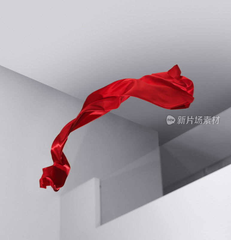 红色的丝巾在风中飘扬