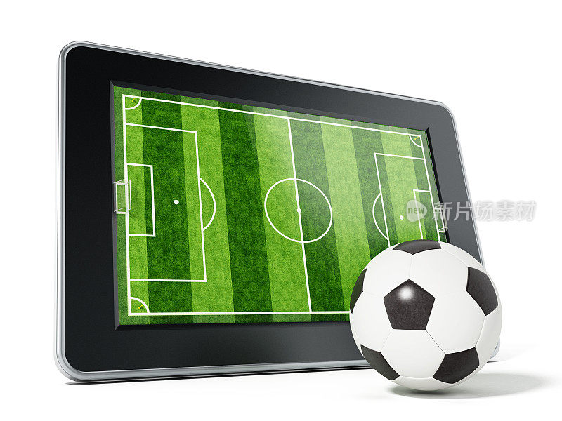 平板电脑屏幕上的足球游戏