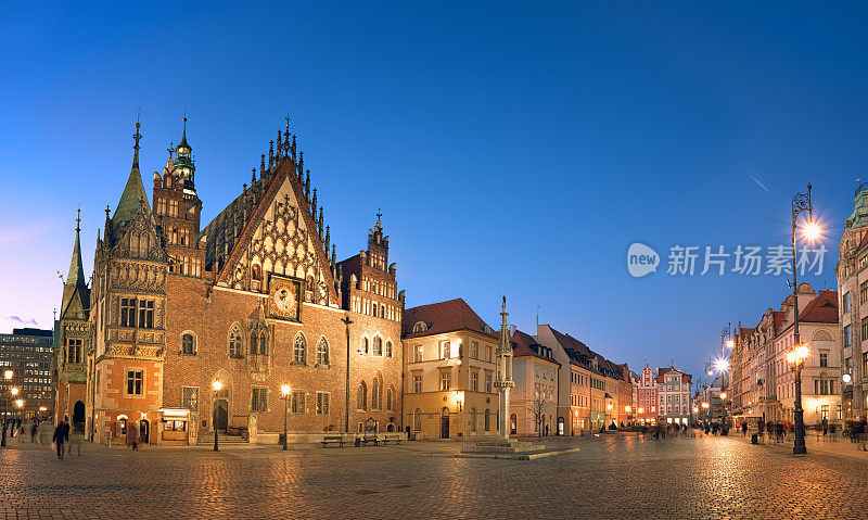 波兰弗罗茨瓦夫市，全景图片或市政厅
