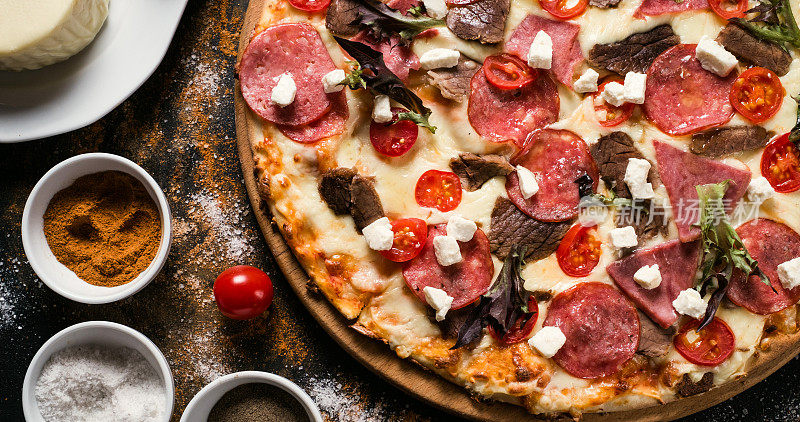 美食摄影艺术披萨菜单概念