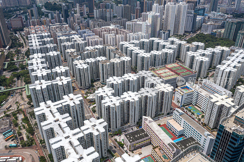 从无人机拍摄的香港私人房屋