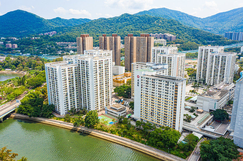 香港大埔新市镇的无人机瞰图