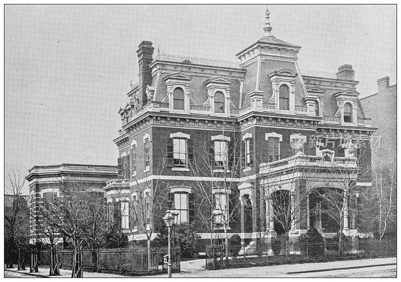 美国华盛顿的古董黑白照片:英国大使馆