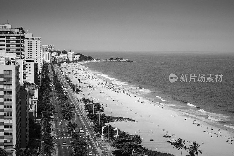 里约热内卢伊帕内玛海滩的鸟瞰图