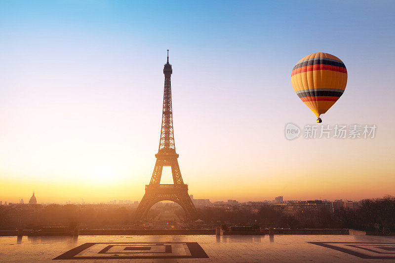 旅行概念，巴黎的热气球美景