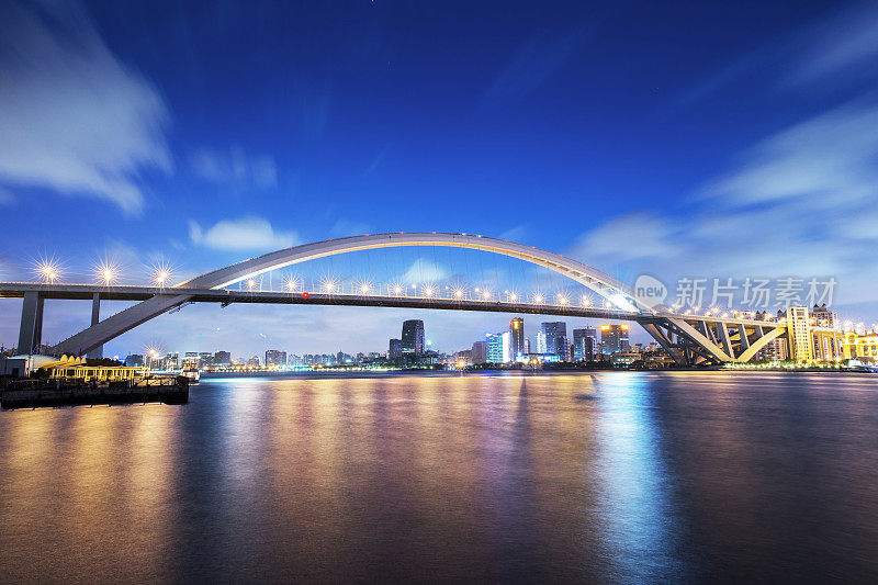 中国上海卢浦大桥夜景
