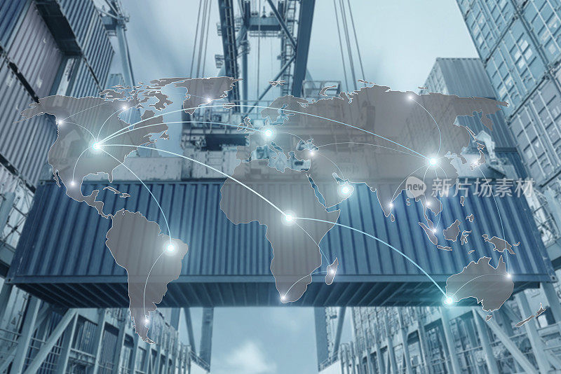 绘制集装箱货船全球合作伙伴连接图