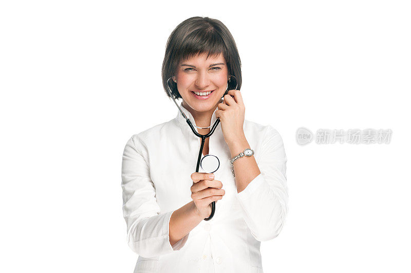 手持听诊器的女医生