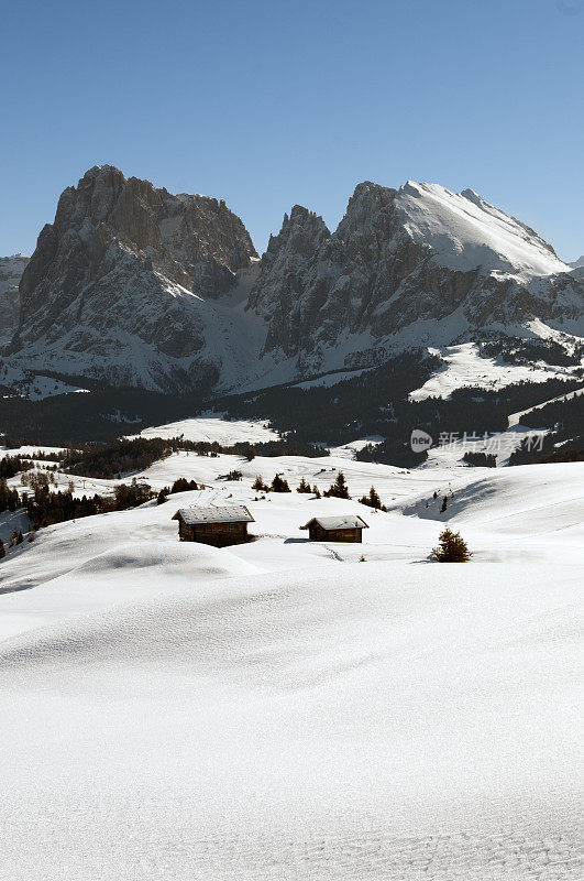 冬天在Dolomites，意大利阿尔卑斯山