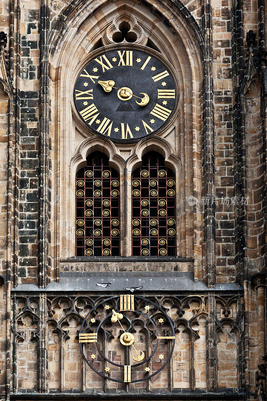捷克共和国，布拉格，圣维塔斯大教堂上的时钟